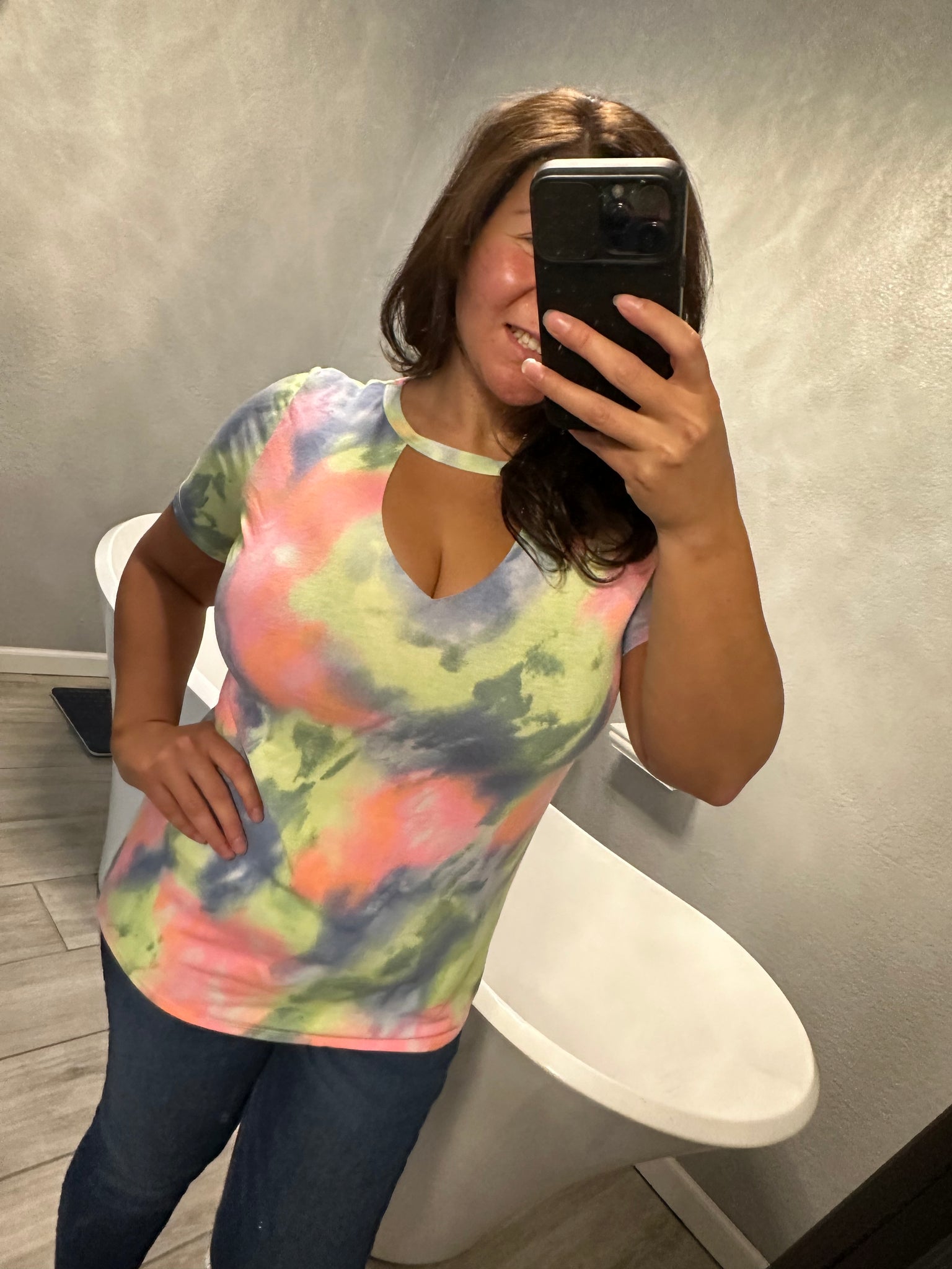 Ships in 2 days Tie Dye cut out top pre order